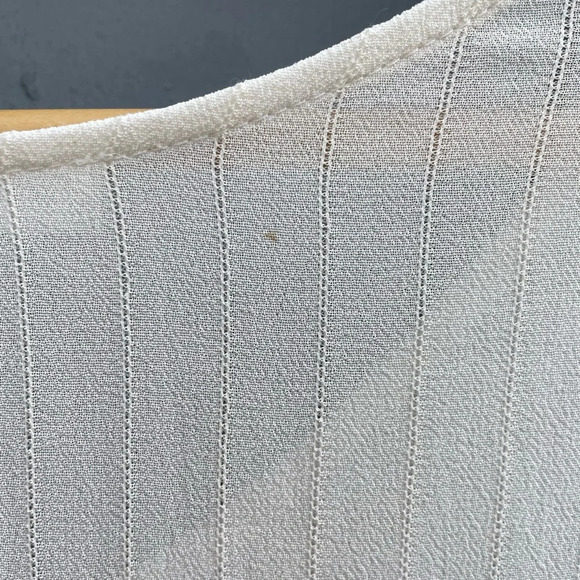 MELISSA NEPTON sheer white V neck blouse loose fit, size Large - Picture 5 of 6
